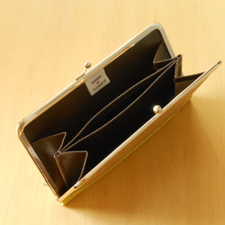 本革がまぐち長財布(コンパクトタイプ)　レオパード柄 2枚目の画像