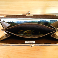 本革がまぐち長財布(コンパクトタイプ)　レオパード柄 4枚目の画像