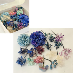 髪飾り・ヘッドドレス・結婚式 成人式 卒業式 造花 かすみ草 紫陽花 ブルー 3枚目の画像
