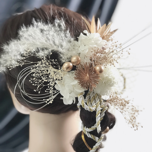 かすみ草&スケルトンリーフの髪飾り♥️ヘアード♥️ヘッドドレス