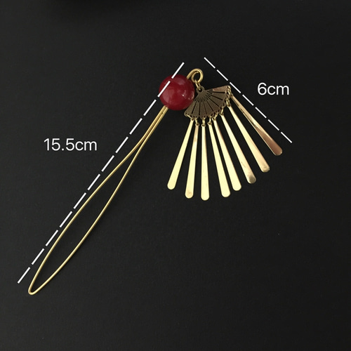 和風 扇子の簪 かんざし 赤 ゴールド かんざし 雅宅・MIYABI