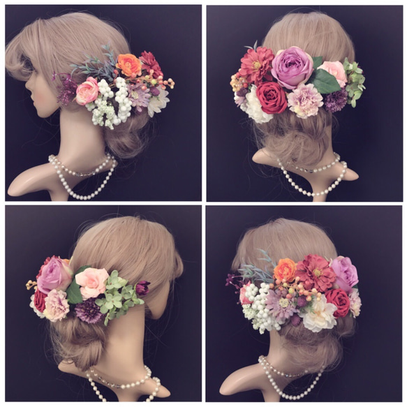 【F1705HE11】アンティークミックス♡ウェディングヘッドドレス・結婚式・パーディー・和婚・髪飾り 2枚目の画像