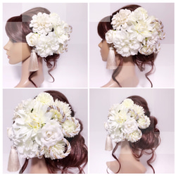 【F1705HE49】ホワイト♡ヘッドドレス/髪飾り♡・結婚式・パーディー・和婚・成人式・卒業式 2枚目の画像