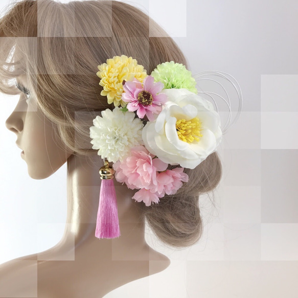 【F1705HE53】♡ヘッドドレス/髪飾り♡・結婚式・パーディー・和婚・成人式・卒業式 2枚目の画像