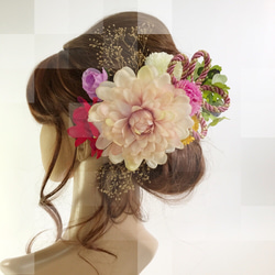 【F1705HE66】アンティークピンク♡ヘッドドレス/髪飾り♡・結婚式・パーディー・和婚・成人式・卒業式 2枚目の画像