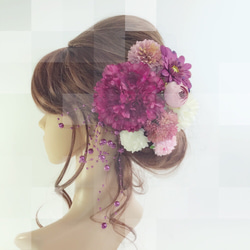 【F1705HE70】♡ヘッドドレス/髪飾り♡・結婚式・パーディー・和婚・成人式・卒業式 2枚目の画像