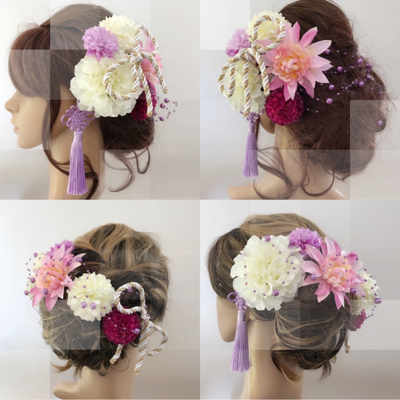 【F1705HE75】紫♡ヘッドドレス/髪飾り♡・結婚式・パーディー・和婚・成人式・卒業式 2枚目の画像