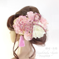 【F1705HE78】ピンク♡ヘッドドレス/髪飾り♡・結婚式・パーディー・和婚・成人式・卒業式 1枚目の画像