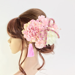 【F1705HE78】ピンク♡ヘッドドレス/髪飾り♡・結婚式・パーディー・和婚・成人式・卒業式 2枚目の画像