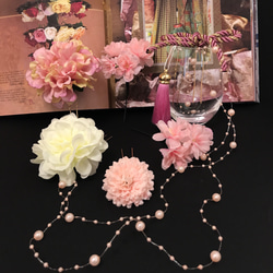 【F1705HE78】ピンク♡ヘッドドレス/髪飾り♡・結婚式・パーディー・和婚・成人式・卒業式 4枚目の画像