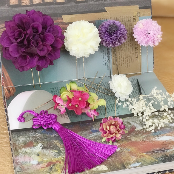 新作【F1806W4】紫♡髪飾り♡・結婚式・パーディー・成人式・卒業式 5枚目の画像