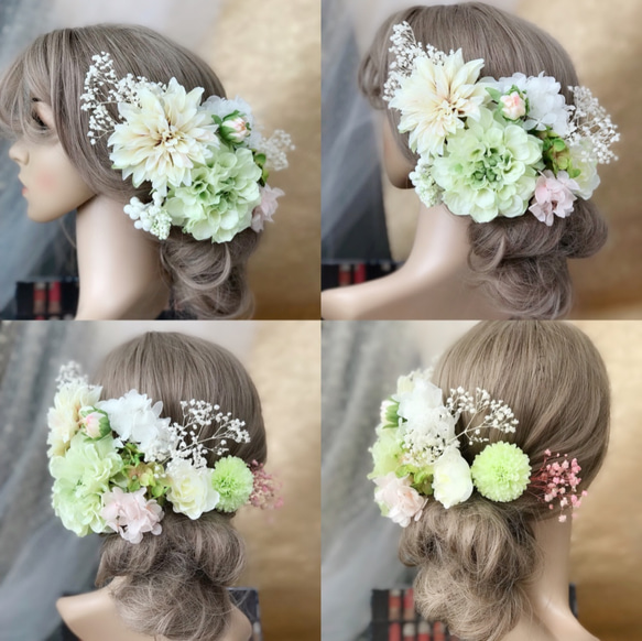 新作【F1806V6】緑・グリーン♡ヘッドドレス♡髪飾り♡・結婚式・成人式・卒業式 2枚目の画像