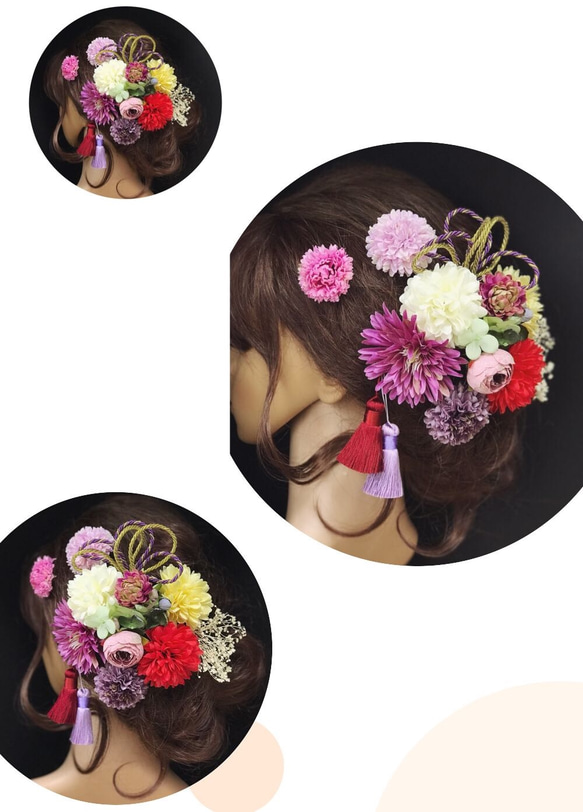 新作【F1806W18】アンティーク紫♡髪飾り♡・結婚式・パーディー・成人式・卒業式 2枚目の画像