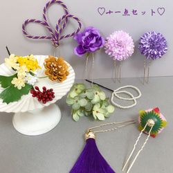 【F1806W21】紫♡髪飾り♡・結婚式・パーディー・成人式・卒業式 3枚目の画像