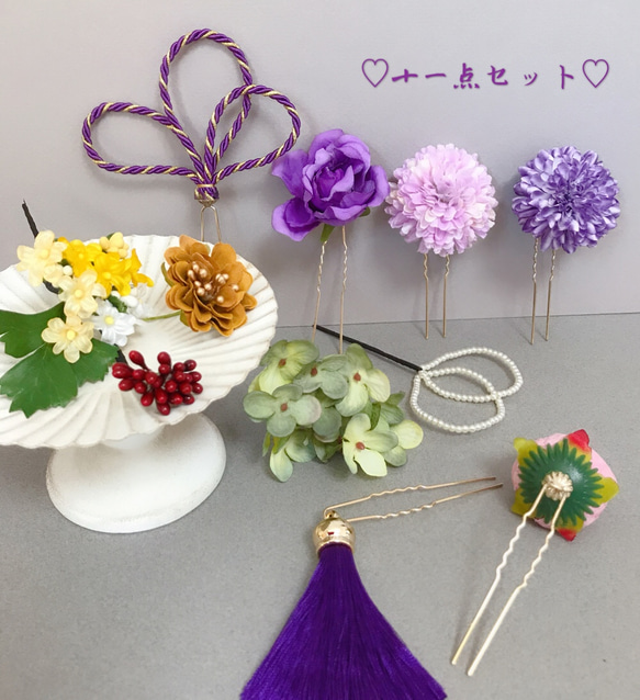 【F1806W21】紫♡髪飾り♡・結婚式・パーディー・成人式・卒業式 3枚目の画像