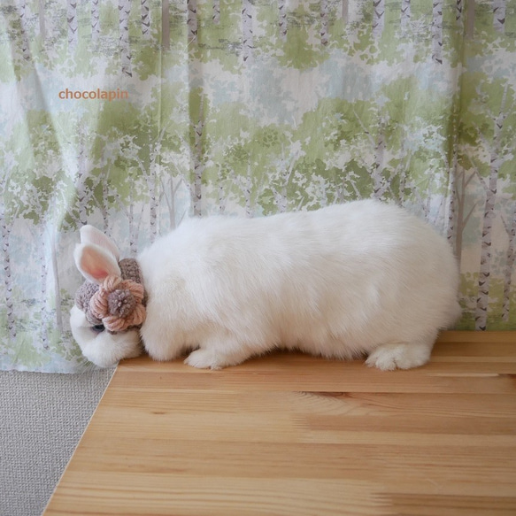 【受注製作】うさボンネットぽこぽこふらわー　みるくここあ 6枚目の画像