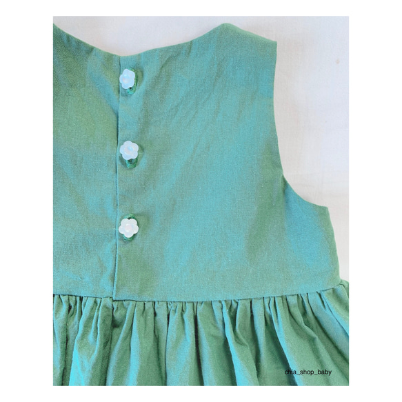 【one-piece (green)】ベビー　おしゃれ　人気　出産祝い　ワンピース　送料無料　ジャンパースカート 7枚目の画像
