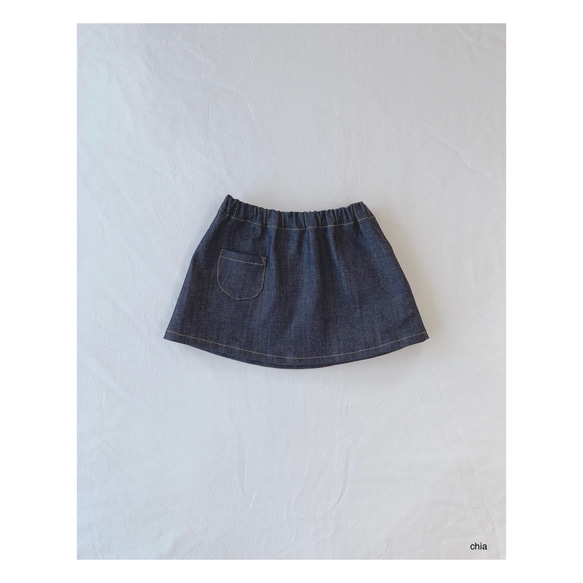 【skirt (denim)】デニム　スカート　ベビー　インディゴ　出産祝い　お出かけ　リンクコーデ 2枚目の画像