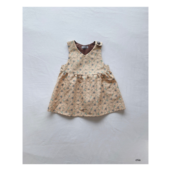 【jumper skirt (flower)】送料無料　ベビー　ジャンパースカート　ワンピース　おしゃれ　出産祝い 1枚目の画像