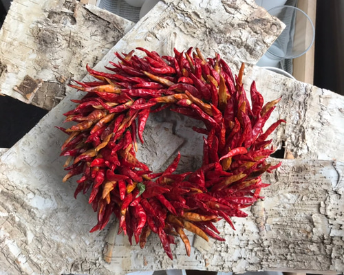 唐辛子のリース＊【23cm】 リース poku 通販 7044542｜Creema(クリーマ)