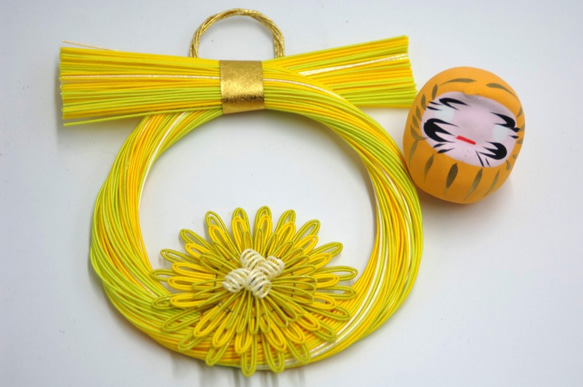 ￼⭐️大型⭐️開運祈願 飾り物 金運アップ 金運up!風水水引飾りF06黄（風水だるま付）/縁起物/開運/ギフト