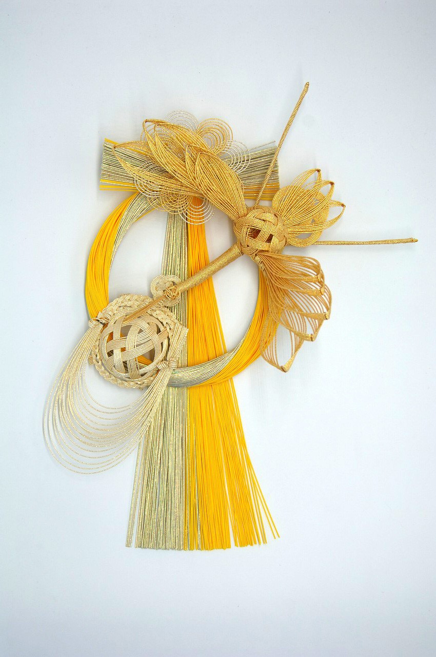 38.若松しめ縄 金運アップ！水引風水お正月飾り34AY(黄)/鶴亀/しめ縄/しめ飾り