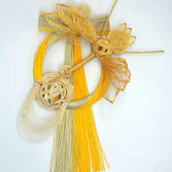 金運アップ！水引風水お正月飾り34AY(黄)/鶴亀/しめ縄/しめ飾り/開運