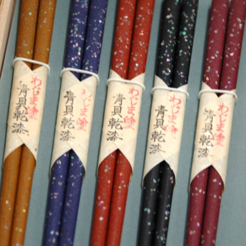 輪島本塗り青貝乾漆箸5膳セットH12/桐箱入り/包装付/ギフト/手土産