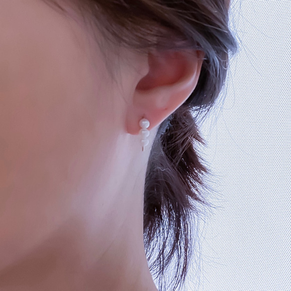14kgf 小型淡水珍珠線耳環 珍珠 --極簡主義-- 第6張的照片
