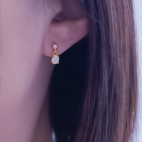 14kgfエチオピアオパールつぶつぶピアス/イヤリング