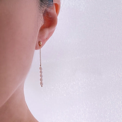 超細淡水珍珠 米珍珠搖曳線耳環/耳環 --Sen-- 第3張的照片