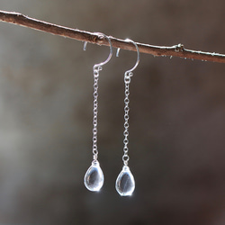 Silver925 Crystal Chain Earrings/Earrings --Lcicles-- 第1張的照片