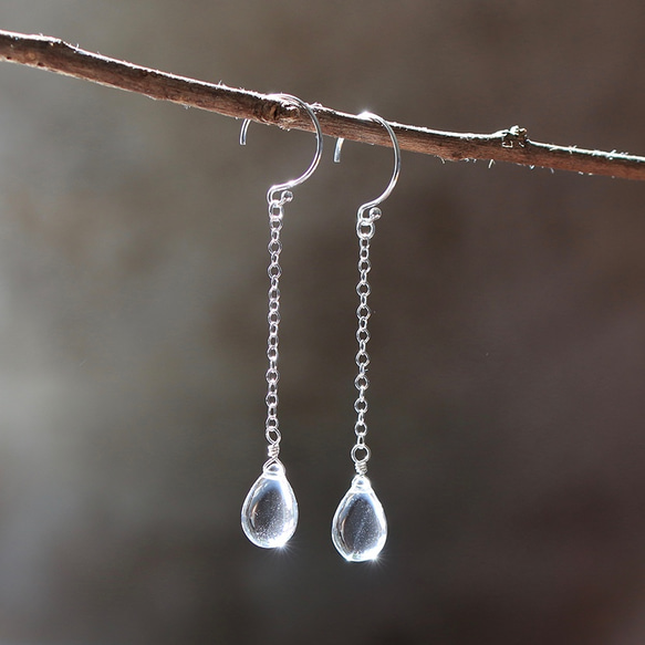 Silver925 Crystal Chain Earrings/Earrings --Lcicles-- 第1張的照片