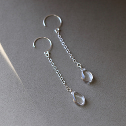 Silver925 Crystal Chain Earrings/Earrings --Lcicles-- 第3張的照片