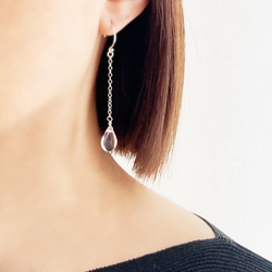Silver925 Crystal Chain Earrings/Earrings --Lcicles-- 第5張的照片