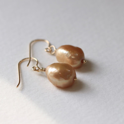 14Kgf Gold Baroque Pearl Freshwater Pearl Earrings/Earrings --An 第3張的照片