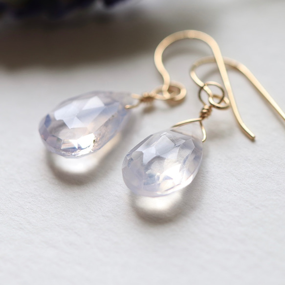 14Kgf Scorolite (Lavender Quartz) Earrings/Earrings --Healing dr 第2張的照片