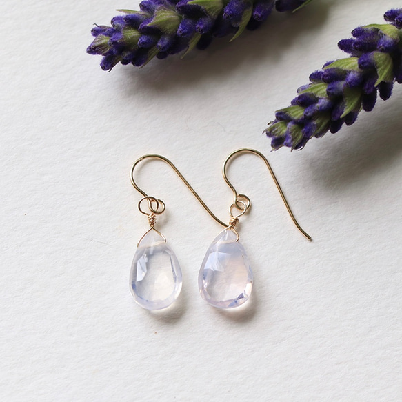 14Kgf Scorolite (Lavender Quartz) Earrings/Earrings --Healing dr 第1張的照片