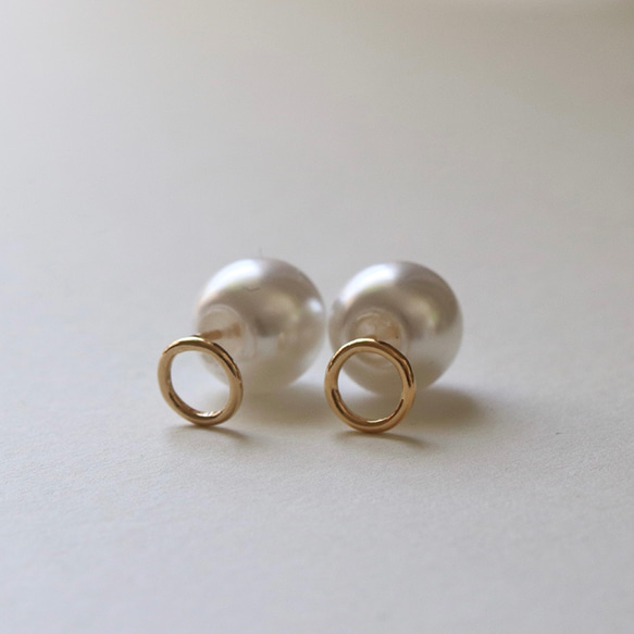 [2way] 14Kg圓形耳環+珍珠扣--週年紀念-- 第4張的照片