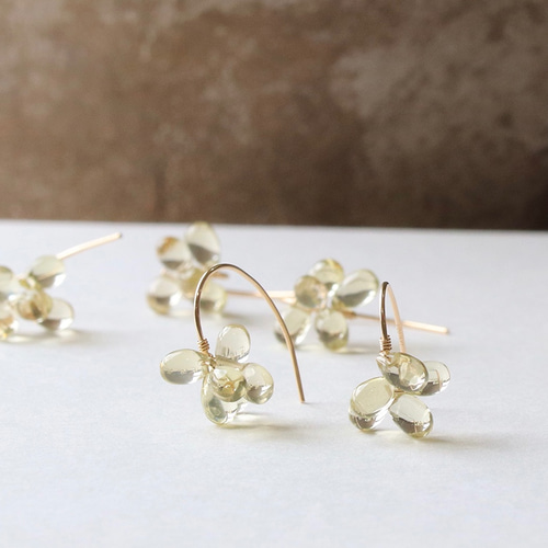 14kgfレモンクォーツのブーケピアス