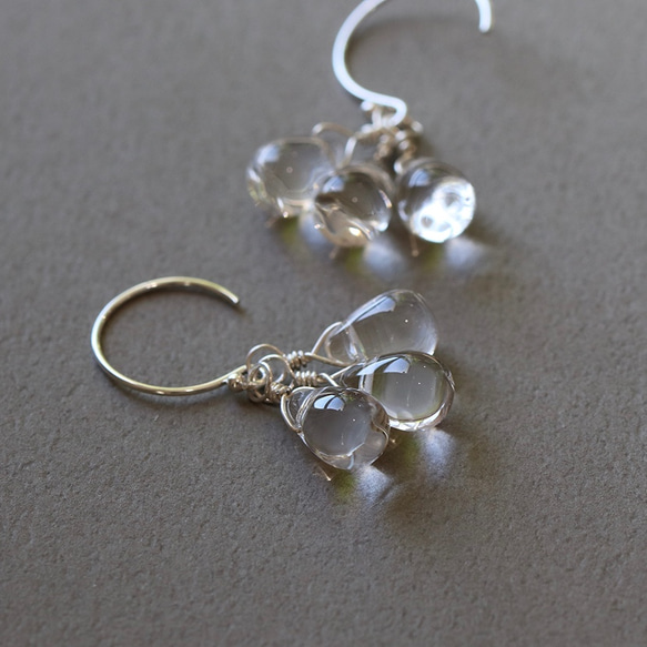 Silver925 Crystal Quartz Drop Earrings/Earrings --Morning dew-- 第1張的照片