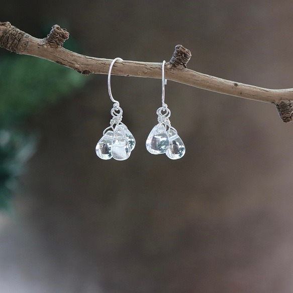 Silver925 Crystal Quartz Drop Earrings/Earrings --Morning dew-- 第7張的照片