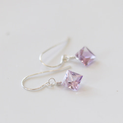 Silver925 ピンクアメジスト 紫陽花色のピアス/イヤリング  --Hydrangea Jewelry-- 2枚目の画像