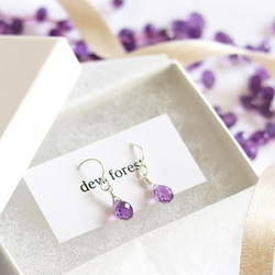 14Kgf 宝石質シトリン ダイヤプリンセスカット ピアス/イヤリング