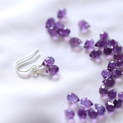 Silver925 魅惑のパープル１粒ピアス/イヤリング 天然石アメジスト --Charming purple-- 3枚目の画像