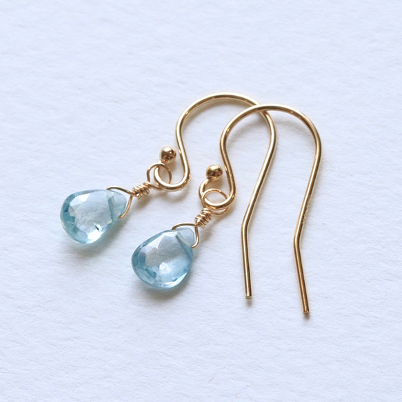 稀有 * 天然藍色鋯石寶石品質 AAA 14Kgf 耳環/耳環 第1張的照片