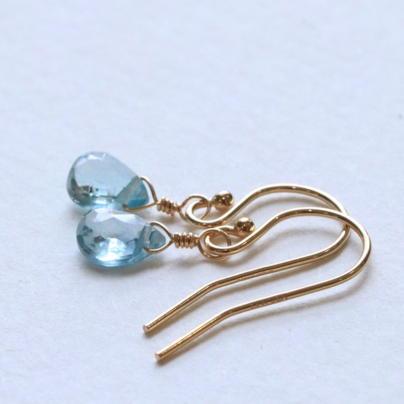 稀有 * 天然藍色鋯石寶石品質 AAA 14Kgf 耳環/耳環 第3張的照片