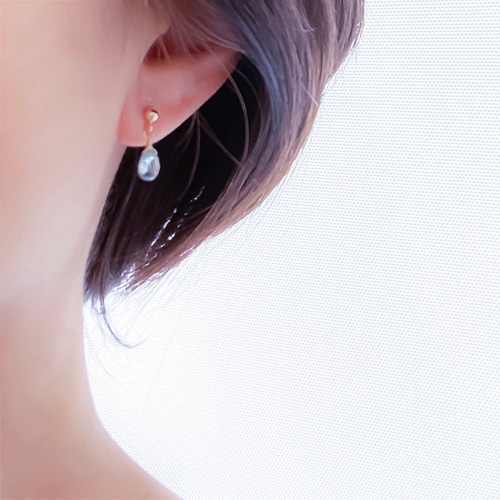 希少* 天然ブルージルコン 宝石質AAA 14Kgf スタッドピアス  