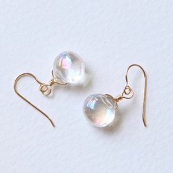 14Kgf 宝石質シトリン ダイヤプリンセスカット ピアス/イヤリング