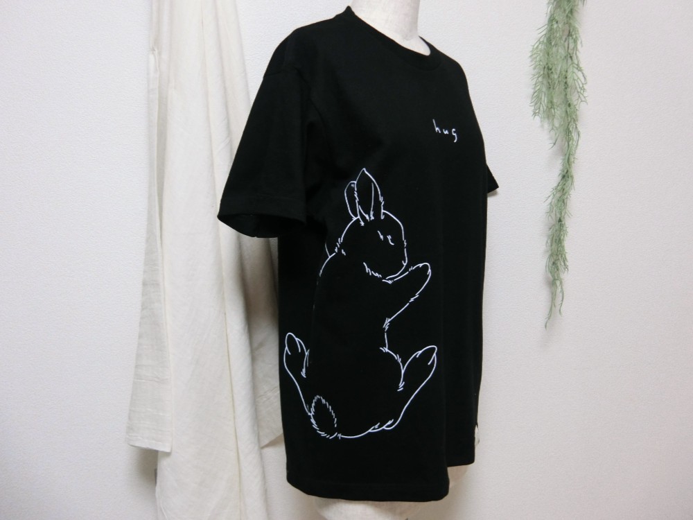 大人女性の うさぎさんがぎゅーTシャツ 黒 通販 pal*U Tシャツ Sサイズ トップス